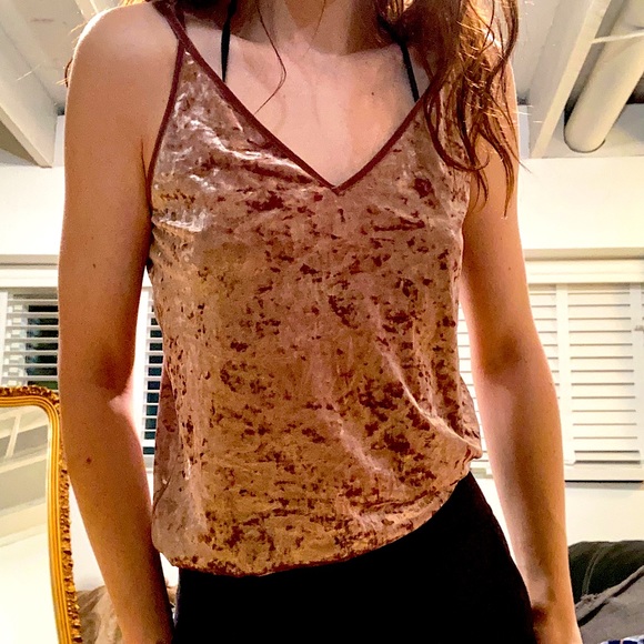Light pink/silver velvet American eagle tank top - Picture 2 of 5